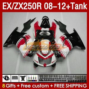 Kawasaki Ninja ZX250 EX250 R 2008-2012のタンク注入フェアリング163NO.154 EX ZX 250R EX250R ZX250R 2008 2009 2010 2011 2012 ZX-250R 08 09 10 11 12フェアリングレッドホワイト