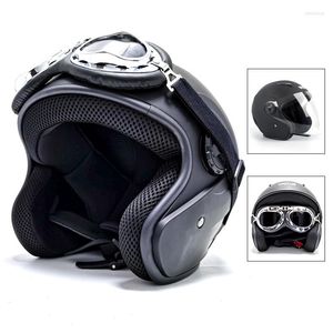 Motorradhelme Retro-Helm Four Seasons 3/4 Half mit Reitbrille Scooter Crass Ski Locomotive Crash