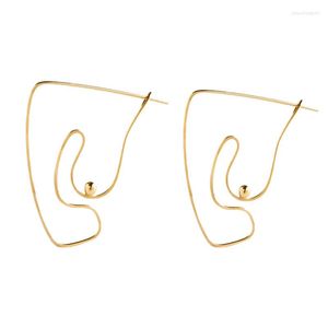 Hoop Earrings Original Wire Boobs For Women 2022 Copper Gold Tone Abstract Body Line Silver Color Unique Bijoux