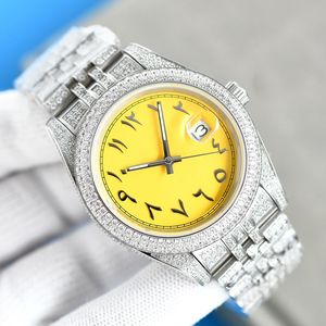 Diamond Watch Mens الحركة الميكانيكية التلقائية 41 مم من الفولاذ المقاوم للصدأ الياقوت المقاوم للماء المعصم Montre de Luxe Business Wristwatch