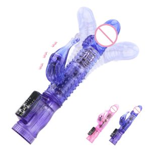 Kosmetyki Rabbit Wibrator podwójne seksowne zabawki dla kobiet g plot dildo masturbator 360 stopni rotacja koraliki stymulator łechtaczki