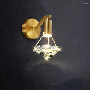 ウォールランプクリスタルダイヤモンドバスルームの装飾Sconce Luxury Led Golden Indoor Lighting for Bedroom Living Hall Room