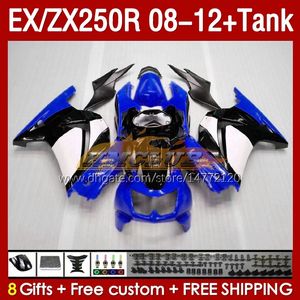 Łyżki wtrysku czołgów dla Kawasaki Ninja ZX250 EX250 R 2008-2012 163NO.150 EX ZX 250R EX250R ZX250R 2009 2002 2012 2012 2012 ZX-250R 08 09 10 11 12 Watche Blue White Blk