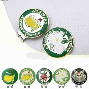 6 Stile 30 mm Golfballmarker mit Hutclip, magnetische Legierungsmarkierung im amerikanischen Stil für Golfball, Sport, Golfzubehör