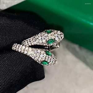 Серьги обруча 925 Стерлинговое серебро 14K настоящее золото змея животных для женщин Высококачественные роскошные изумрудные украшения блестящие циркон