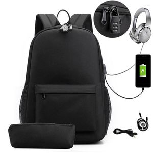 Backpack Oxford Bag Waterproof Splash-Proof With Combination Lock & USB Port Zipper Closure PR Sale