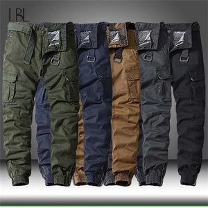 Men Casual Cotton Cargo Pants Elastic Outdoor Hiking Trekking Tactical Sweatpants Male Military Multi-pocket Combat Trousers 211022