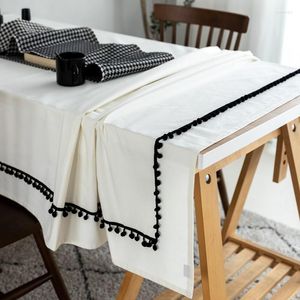 Tovaglia in stile nordico in bianco e nero con frange di cotone, copertura rettangolare in pizzo, tovaglia per la casa, decorazioni per banchetti