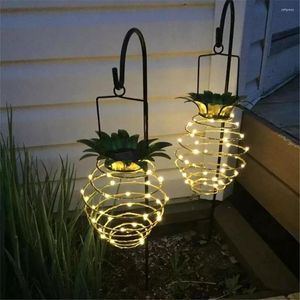 Solar LED Pineapple Light Outdoor Waterproof Iron Wire Hanging Lawn Lamps Christmas Fairy Night Lights Cotyard Garden Decoration