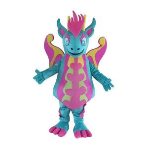 Fabriksförsäljning Hot Lovely Colorful Dragon Dinosaur Mascot Costume Commercial Advertising Carnival Party Dress Outfit för vuxen