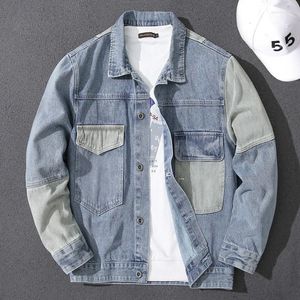 Men's Jackets Spring Autumn Men High Quality Denim Jacket Button Loose Streetwear Patchwork Casual Jeans Coat Big Size 5XL Male Clothing