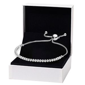 Sparkling Slider Tennis Bracelet met originele doos voor Pandora 100% Sterling Silver Hand Chain CZ Diamond bruiloft sieradenarmbanden voor vrouwelijke meisjes