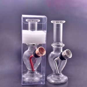 Partihandel Mini Mix Design Protoable Glass Water Tobacco Pipe Rökning Dab Rig Bong With Metal Dry Herb Bowl With Plastic Box