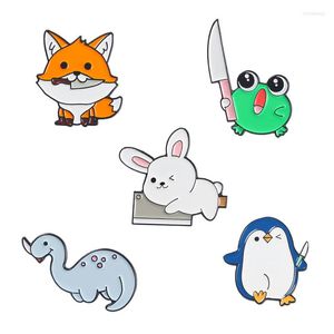 ブローチアニマルダガーエナメルピンかわいいペンギンブローチカエルホールディングナイフティラノサウルスキルバッグラペル