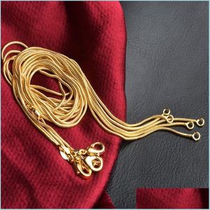 Catene Vendita promozionale Collana a catena in oro 18 carati 1 mm 16 pollici 18 pollici 20 pollici 22 pollici 24 pollici 26 pollici 28 pollici 30 pollici Collane unisex con serpente liscio misto 215 Dr Dheac