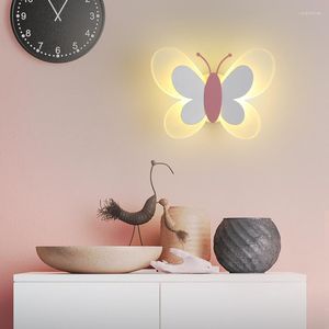 Wall Lamps Butterfly Sconce Night Lights For Kids Deco Maison Lampki Led Dekoracje Bedroom Sconces Lighting Girls Pink Fairy