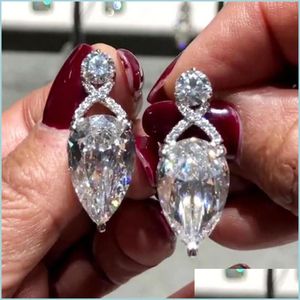 Dangle Chandelier Choucong Brand Dangle Earring Vintage Biżuteria 925 Sterling Sier Woda Woda Drop White 5a Cubic Zircon Party Eter DHL5R