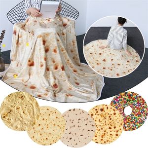 Blanket Realistic Food Taco Burrito Tortilla Soft Flannel Wrap Novelty Throw Adults Babies And Children Round #Z 221018