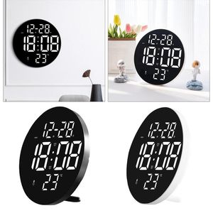 Wall Clocks LED Calendar Temperature Display For Dining Room Bedroom Living