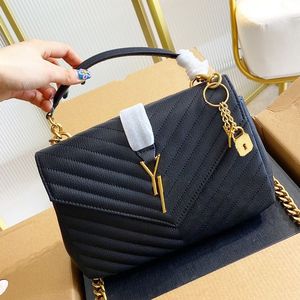 bolsa designer lou le5a7 bolsas femininas bolsas bolsas de ombro tote bagg couro de bezerro preto clássico listras diagonais correntes acolchoadas aba dupla corpo transversal médio