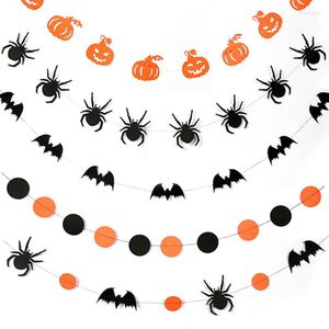 Dekoracja imprezowa Halloween Banner Sieć papieru Garland Pumpkin Bat Flag Haunted House Supplies