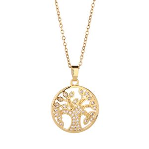 Pendant Necklaces Tree Of Life Crystal Hollow Necklace Gold And Sier Jewelry Elegant Female Plant Chain Gift Drop Delivery 2022 183Xn