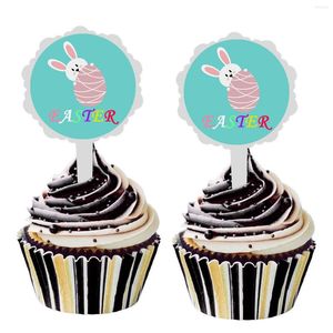 Forniture festive 6 pz/lotto DIY Cute Cartoon Cake Stick Sticker Decor gelato Cupcake Toppers Picks Easter Party Dessert