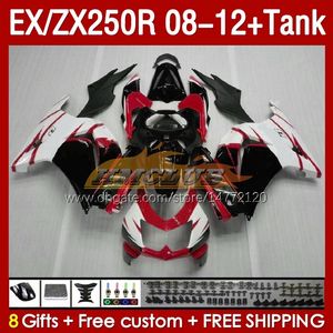 Tankinjektionssätt för Kawasaki Ninja ZX250 EX250 R 2008-2012 163NO.140 EX ZX 250R EX250R ZX250R 2008 2008 2012 2012 ZX-250R 08 09 10 11 12 FAIRING VIT STOCK