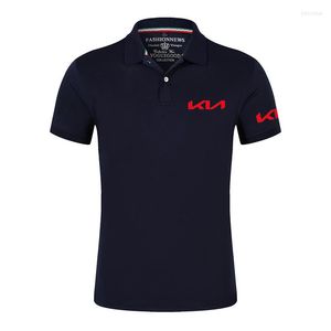 Men's Polos 2022 Summer Polo Shirt Kia Motors Logo Printing Fashion Pure Cotton Comfortable Casual Color Hip Hop T-shirt