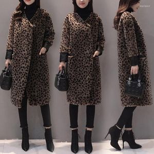 Women's Fur Women Coat 2022 Winter Fashion Design Imitation High End Star Leopard Grain Hair Thick Spring Long Coats