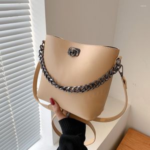 Evening Bags Chain Bucket Bag Tote Women's Crossbody Shoulder Female Handbags 2022 Fashion Pu Leather Handbag Bolsas Totes