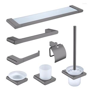 Set di accessori per il bagno Accessori hardware per il bagno Porta accappatoio grigio Portasciugamani Porta WC Scaffale Carta velina Spazzolino da denti