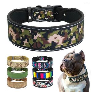 Hundehalsbänder, breites Halsband, reflektierend, für große Hunde, weich gepolstert, Camouflage-Nylon-Halskette für Pitbull, Deutscher Schäferhund, Windhund