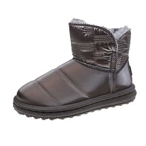 Stivali Autunno e inverno nuove scarpe di cotone integrate in pelliccia stivaletti corti in peluche a tubo basso da donna superficie luminosa neve calda e ispessita