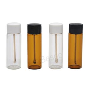 Brown Clear Schnupftabak -Pulver -Medizinbox mit Löffel tragbare Mini -Aufbewahrung Flaschen Rauchrohrspeicher Flasche Rauchermaterial BH7757 TYJ