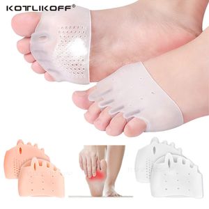 Coussinets en silicone pour l'avant-pied Séparateur d'orteils à cinq trous Soulagement de la douleur Chaussures à l'avant-pied Semelles Correcteur Hallux Valgus Coussinets en gel Soins des pieds