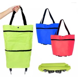 Torby na zakupy Składane torby wielokrotnego użytku małe wózek przenośne koła wózka Organizator Kobiet Warzywa na świeżym powietrzu