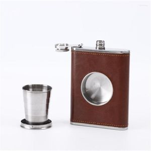 Hip Flasks 100pcs/Lot 8oz/220ml Flask With 2oz/60ml Collapsible Embedded S Wine Bottle Alcohol Whisky Pocket Cup 304 Stainless Steel