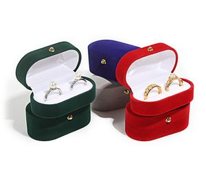 Velvet Trinket Box Ring Jewelry Organizer Double Rings Jewelry Wedding Gift Joyeros Organizador De Joyas