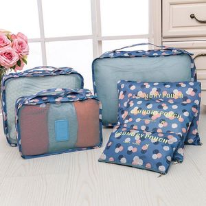 Storage Bags 6 Piece Set Travel Bag Clothes Organizer Portable Luggage Packing Leopard Suitcase Wardrobe Space Saver Tidy Pouch