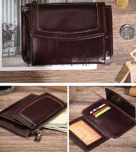 Genuine cow leather women designer wallets lady RFID-Protected fashion casual oil wax zero card purses female clutchs no296