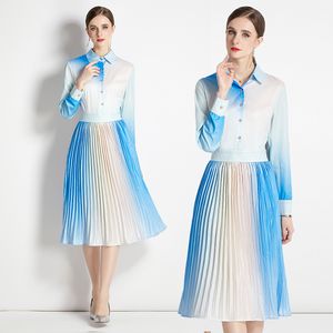 Бутик-женское платье плиссированного плиссированного 2023 весеннее осеннее платье с длинным рукавом.