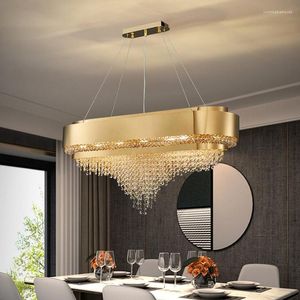 Candeliers jmmxiuz moderno Light Luxury Home Bedroom Cristal lustre Designer simples Atmosfera simples Lâmpada de jantar da sala de estar de ouro