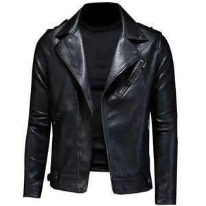 Autumn New Men's Faux Leather Jacket Slim Fashion Designer Side Zipper Streetwear Personlighet Motorcykel Ytterkl￤der Manlig kappa