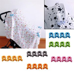 Barnvagnsdelar 4st/packar babyklämma Plast SCARF PACIFIER PROSCHAIR HOOK COVER Filt mygg Netklipp Tillbehör