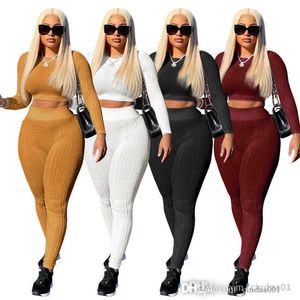 Casual Pants Sets Two Piece Tracksuits Women Knitted Suit Turtleneck Full Sleeve T-shirt Long Trouser Slim Fit Outfit