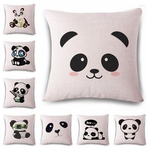 Kissenbezug mit schwarzem Panda-Aufdruck, bedruckt, Leinen, Sofa, Autositz, Familienhaus, dekorativer Überwurf, Housse de Coussin