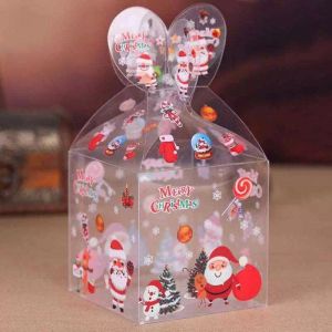 Molti stili Scatola di caramelle trasparente in PVC Decorazione natalizia Confezione regalo e confezione Babbo Natale Pupazzo di neve Alce Renna Caramelle Scatole di mele