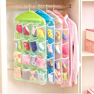 Storage Boxes 16 Grids Foldable Wardrobe Hanging Bags Container Clothing Underwear Bras Socks Ties Hanger Shoes Bag Drop