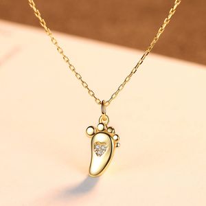 New 18k Gold Plated Cute Foot Pendant Necklace Women Jewelry Korean Fashion Exquisite s925 Silver Collar Chain Necklace Anniversary Gift